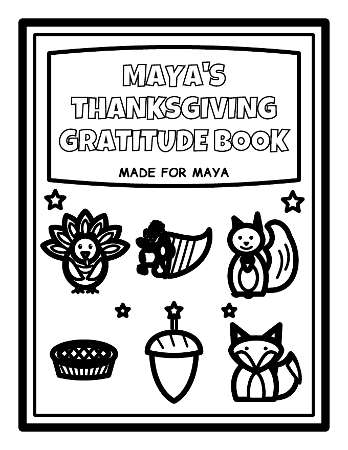 Preview of Personalized Thanksgiving Gratitude Book (29+ Pages, Ages 5–9)